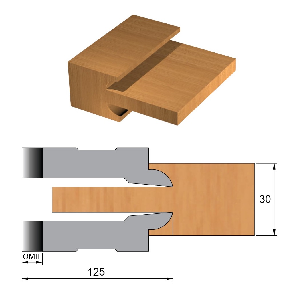 Fresas para Porta Moldurada de Aço Ø125 x 30 x OMIL - Cód. 2181.01